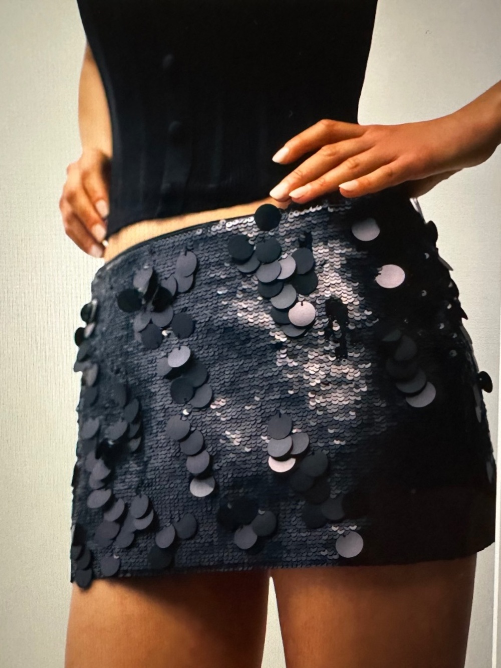 Guizio Low Rise Paillette Skirt $168 Retail!